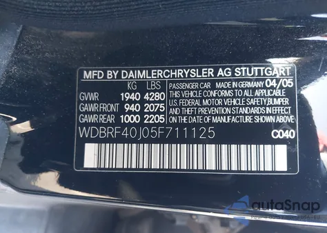 2005 Mercedes-Benz C 230 Kompressor Sport z USA, uszkodzony, nr VIN WDBRF40J05F711125